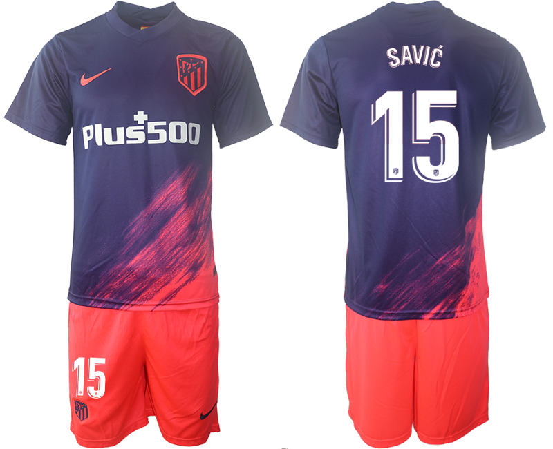 Men 2021-2022 Club Atletico Madrid away purple #15 Soccer Jersey